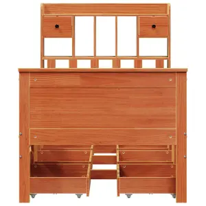 Berkfield Bookcase Bed without Mattress Wax Brown 75x190 cm Small Single Solid Wood Pine