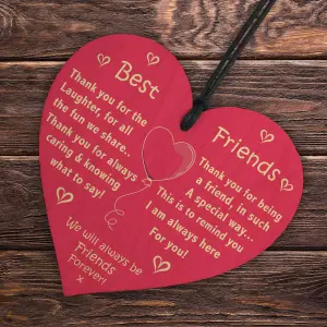 Red Ocean Best Friend Gift Wooden Heart Shaped Sign Best Friend Sign Friendship Gift Thank You Novelty Birthday Chic Plaque