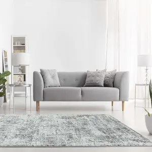 Abstract Silver Modern Easy to Clean Abstract Rug For Dining Room Bedroom And Living Room-200cm X 290cm