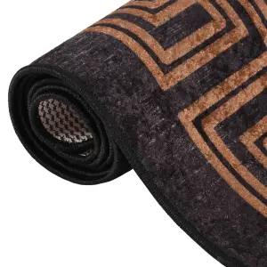 Rug Washable Black and Gold 150x230 cm Anti Slip