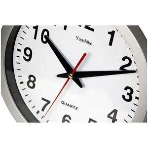 Stylish Silver & White Bold Classic Quartz Wall Clock Non Ticking Silent