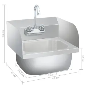 Berkfield Commercial Hand Wash Sink with Faucet Stainless Steel