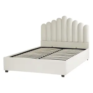 Velvet EU Double Size Ottoman Bed Off White VINCENNES