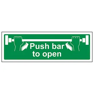 Push Bar To Open Door Safety Sign - Glow in the Dark - 600x200mm (x3)