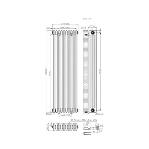 Rinse Bathrooms Traditional Radiator 1500x470mm White Vertical 4 Column Cast Iron Radiators Central Heating Heater Rads