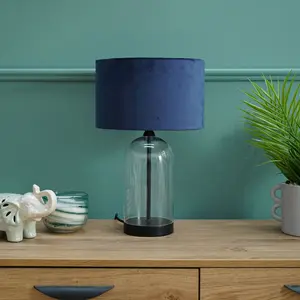 Glass Desk Lamp Black / Navy