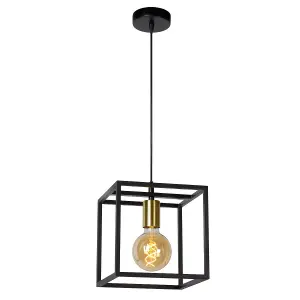 Lucide Ruben Modern Cube Pendant Light - 1xE27 - Black