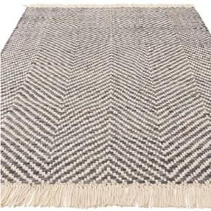 Handmade Kilim Modern Grey Geometric Cotton Jute Rug for Living Room and Bedroom-160cm X 230cm