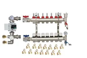 Warmer System Underfloor Heating 7 Port PSW Manifold with Wilo Para Pump and Blending Valve Set