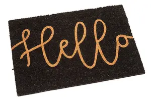 Maison by Premier Filta Hello Black Coir Doormat