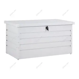 114cm W Galvanized Steel Outdoor Storage Patio Box  Garden Tool Cabinet with Lockable Lid, White