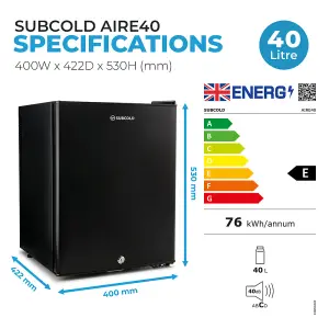 Subcold Aire40 LED Mini Fridge Black