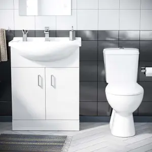 Nes Home 650 mm Basin Vanity Sink Unit & Back To Wall Toilet Suite