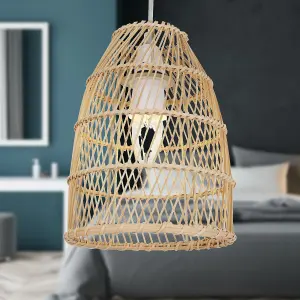 First Choice Lighting Bamboo Natural Bamboo Easy Fit Pendant Shade