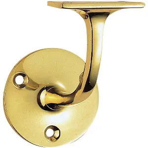 Lightweight Handrail Bannister Bracket 72mm Projection Polished Brass