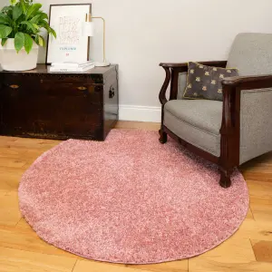 Soft Value Blush Pink Shaggy Area Rug 135x135cm