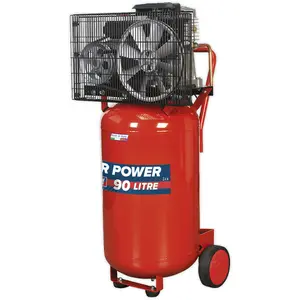 90 Litre Vertical Belt Drive Air Compressor - 3hp Motor - Quick Release Coupling