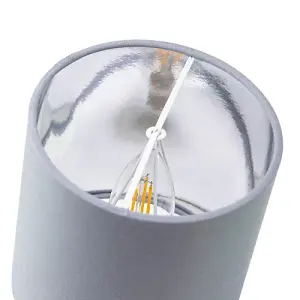 Contemporary Grey Cotton 6 Clip-On Candle Lamp Shade with Shiny Silver Inner