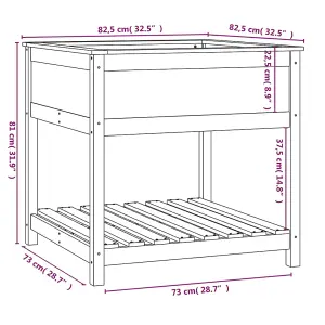 Berkfield Planter with Shelf Honey Brown 82.5x82.5x81 cm Solid Wood Pine