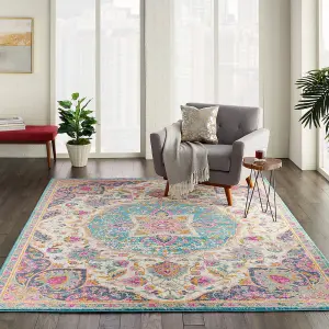 Ivory Multi Floral Persian Traditional Luxurious Rug for Living Room Bedroom and Dining Room-201cm X 290cm