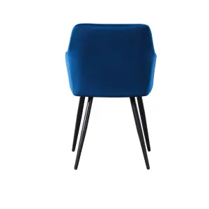 Single Camden Velvet Dining Chair Upholstered Dining Room Chairs Blue