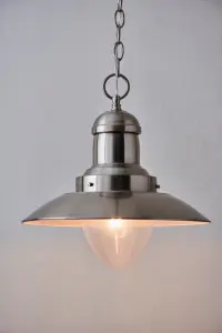 Anson Lighting Shelby Pendant light finished in Satin nickel plate and clear glass