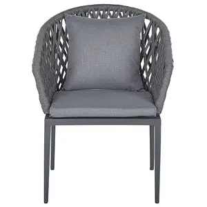 Set of 2 Garden Chairs with Cushions LIPARI Metal Grey