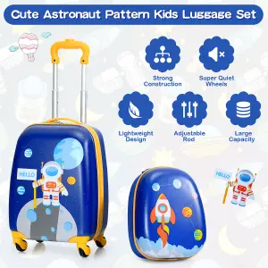 Costway 2 PCS Kids Luggage Set 12" Backpack & 16" Carry-on Suitcase W/ Wheels