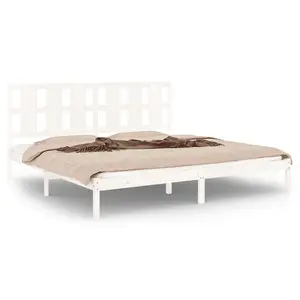 Berkfield Bed Frame White Solid Wood Pine 200x200 cm