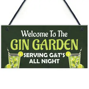 Funny GIN GARDEN Sign Home Gift Garden Sign Man Cave Plaque G and T Sign