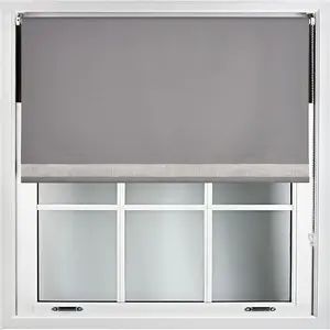 Furnished Diamante Edge Blackout Roller Blinds Made to Measure - Dark Grey (W)90cm x (L)210cm