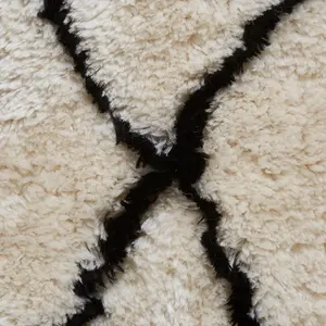 Luxurious Handmade Ivory/Black Shaggy Rug-200cm X 290cm