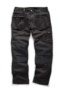 Scruffs WORKER PLUS Black Work Trousers with Holster Pockets Trade Hardwearing - 34in Waist - 30in Leg - Short