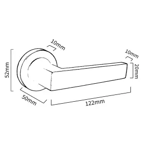 Cafri Door Handle Lock Key Modern Satin Nickel Rectangular Lever on Rose Internal Escutcheon