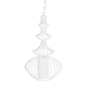 Metal Pendant Lamp White KOLVA