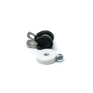 22mm dia x 6mm high Rubber Coated Cable Holding Magnet With 10mm Rubber Clamp (White) - 4.3kg Pull (Pack of 1)