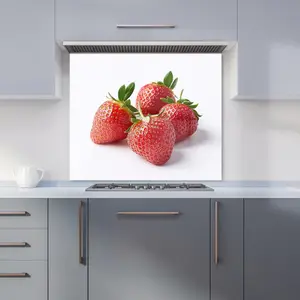 Cluster of Fresh Strawberries Premium Glass Kitchen Splashback W600mm x H600mm