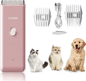 Dog Clippers Pet Grooming Clippers Kit Low Noise Cat Shaver Portable Electric USB Rechargeable Cordless Trimmer For Dogs,Cats And Other Pets, Pink