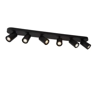 Lucide Xyrus Modern Ceiling Spotlight Bar - LED Dim to warm - GU10 - 6x5W 2200K/3000K - Black