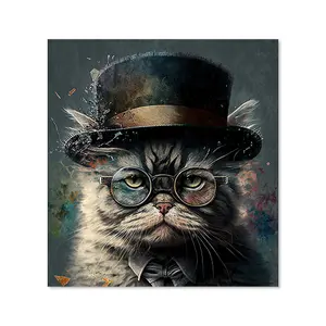 Selkirk Rex Cat With Glasses Splashart Premium Glass Kitchen Splashback W600mm x H650mm