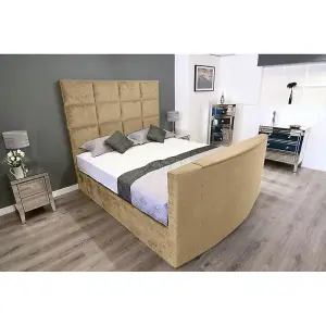 Lurvi Plush Velvet Beige TV Bed Frame