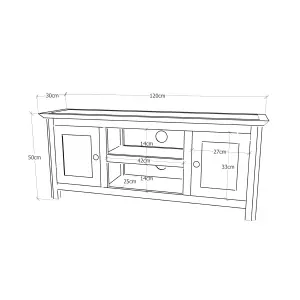 Lovere Off White 2 Door TV Cabinet Brass Knob