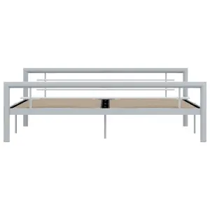 Berkfield Bed Frame Grey and White Metal 180x200 cm 6FT Super King