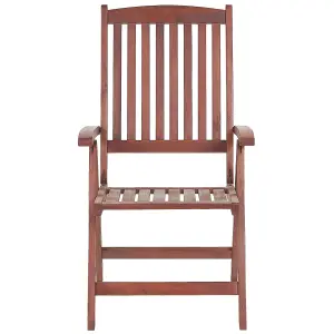 Set of 2 Garden Chairs with Cushions TOSCANA Acacia Wood Dark Red