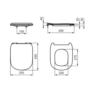 Ideal Standard Tesi White D-shaped Slim Soft close Toilet seat