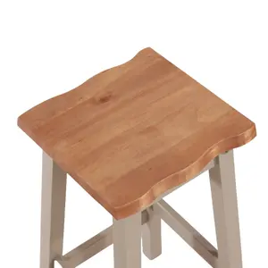 PAIR of Corona Grey Live Edge High Breakfast Stools 72cm high