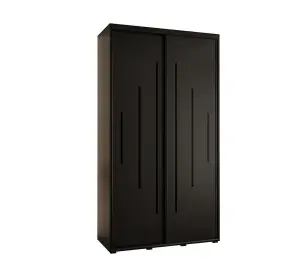 Cannes XII Sliding Door Wardrobe W140cm - Sleek Black Storage for Compact Spaces