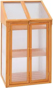 Wooden Greenhouse 3 Tier Mini Double Door Coldframe Indoor Outdoor For Growing Flowers, Plants, Growth House & Lockable lid