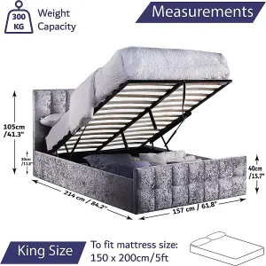 Ottoman Storage Bed Crushed Velvet With Pocket Sprung Mattress