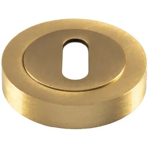 50mm Lock Profile Round Escutcheon Concealed Fix Satin Brass Keyhole Cover